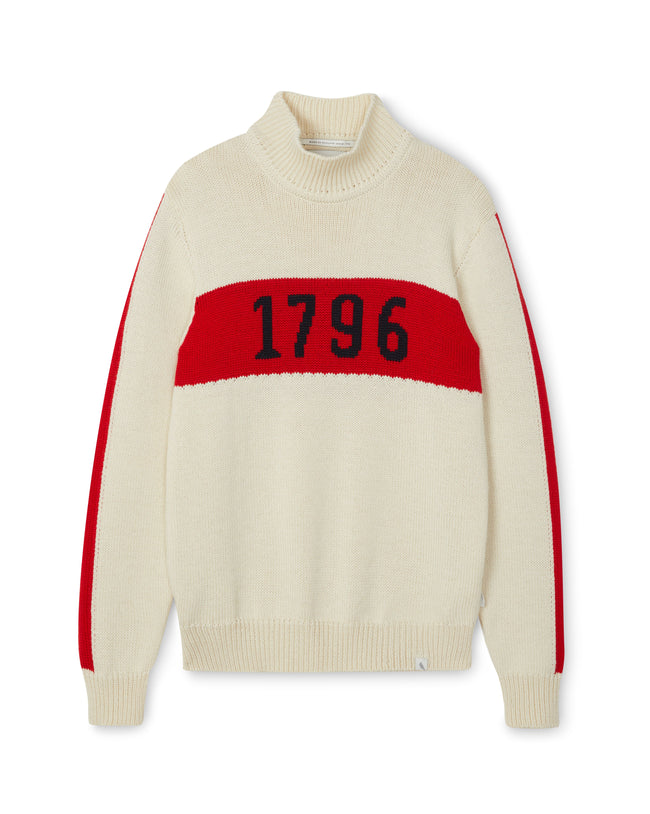 Image of model wearing 1796 Jumper. Model is 5ft8in, size UK 8 and wearing size Large