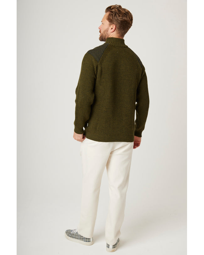 Image of model wearing Foxton Zip Neck. Model is 6ft0in, chest size 40in and wearing size L