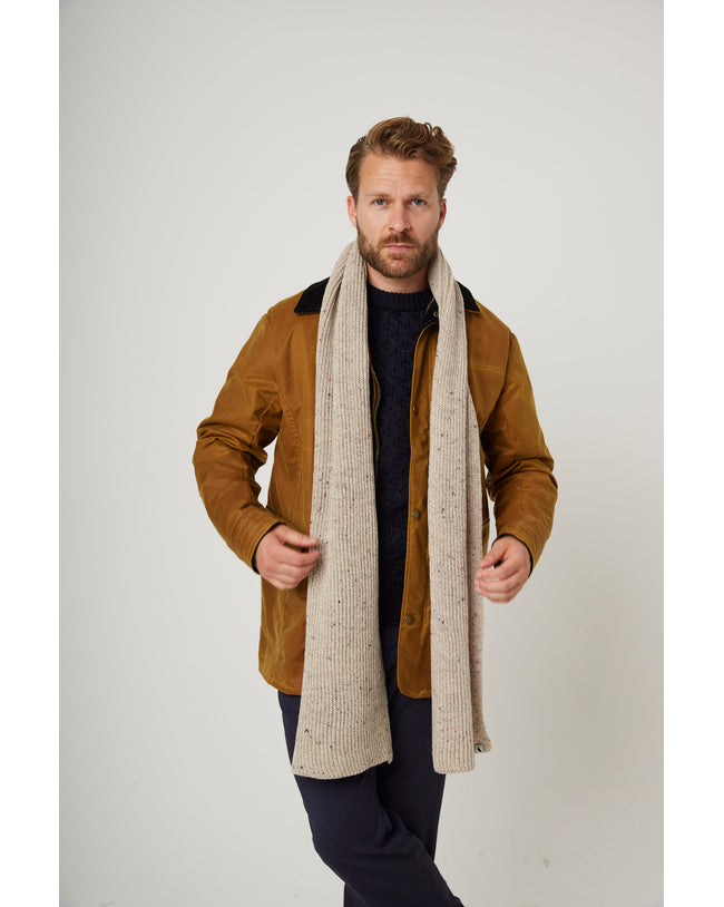 Image of model wearing Porter Ribbed Scarf. One Size