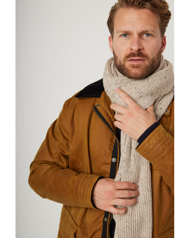 Image of model wearing Porter Ribbed Scarf. One Size