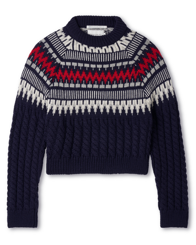 Image of model wearing Alpine Chalet Sweater.