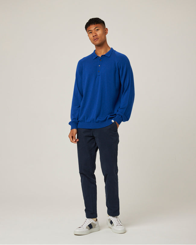 Image of model wearing Beauford Polo Shirt. Model is 6ft1in, chest size 38in and wearing size Medium