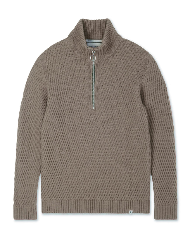 Image of model wearing Birchall Quarter Zip Jumper.