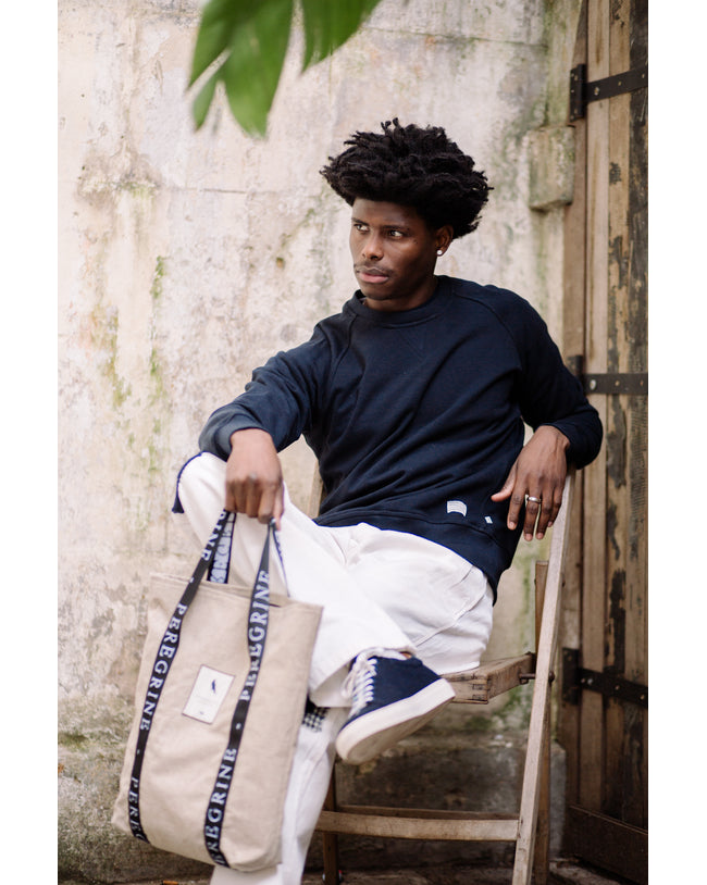 Image of model wearing Classic Loopback Sweatshirt.