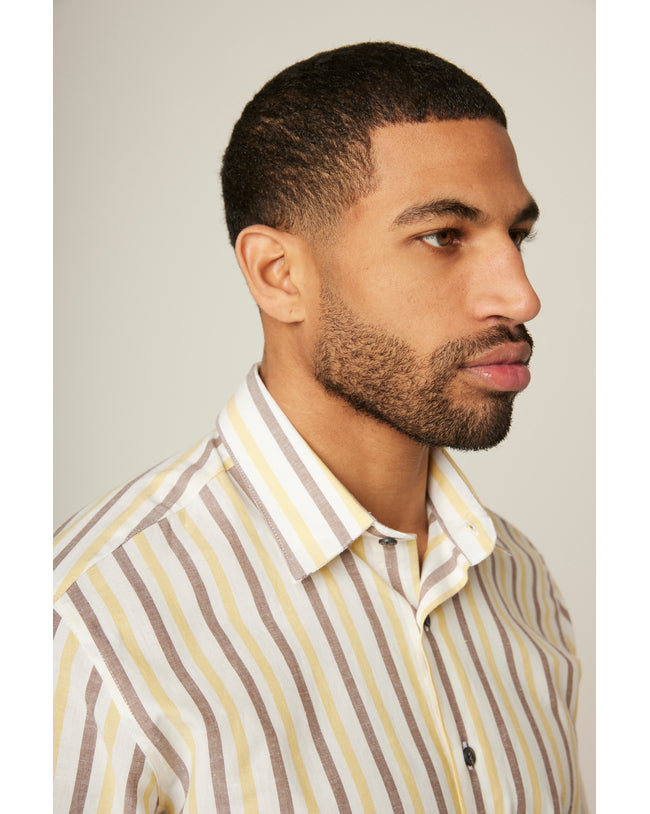 Image of model wearing Linen Shirt .