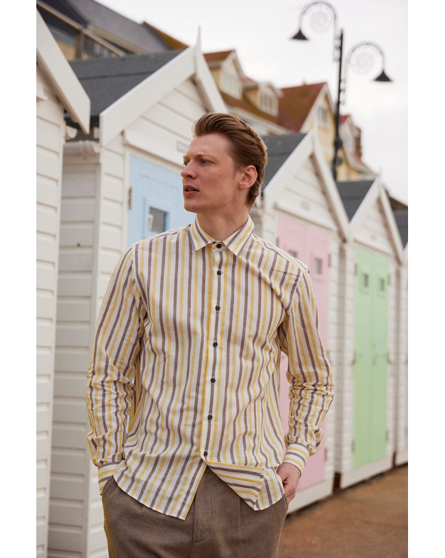 Image of model wearing Linen Shirt .