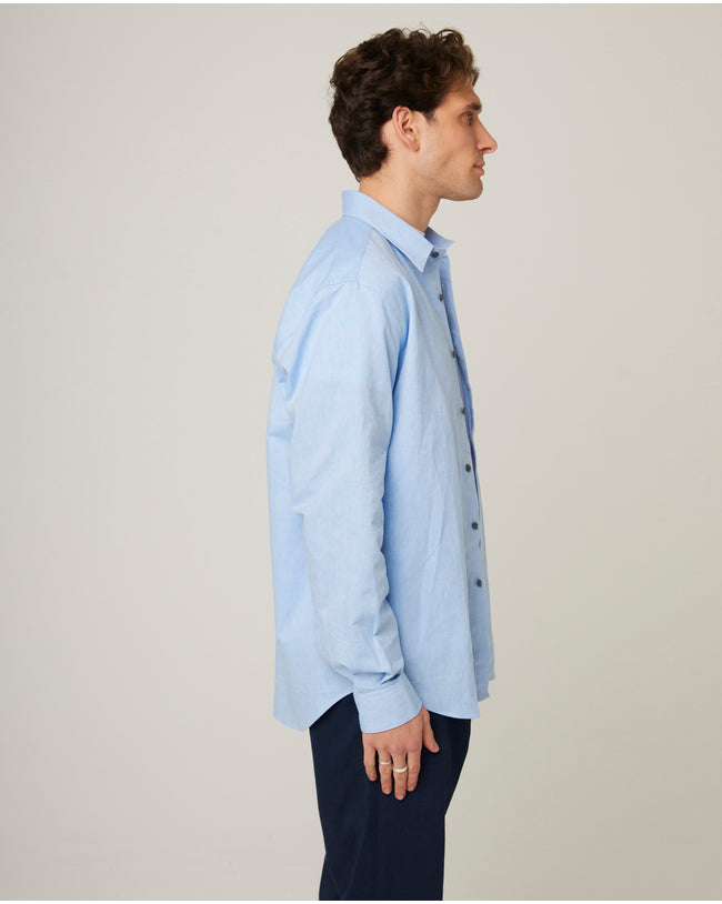 Image of model wearing Linen Shirt .