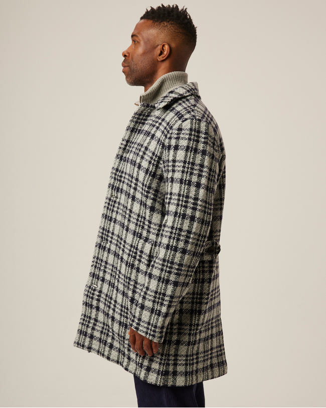 Image of model wearing Emerson Coat. Model is 6ft1in, chest size 38in and wearing size Medium