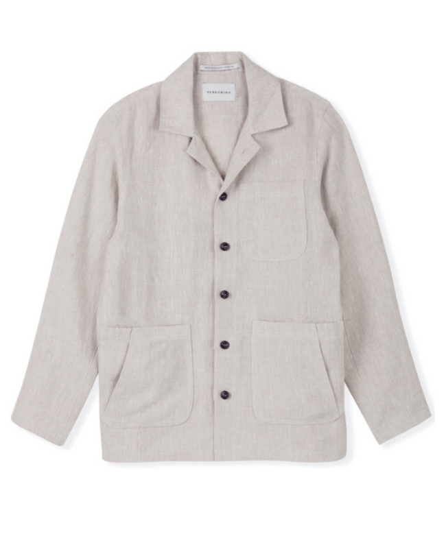 Image of model wearing Grange Linen Shacket.