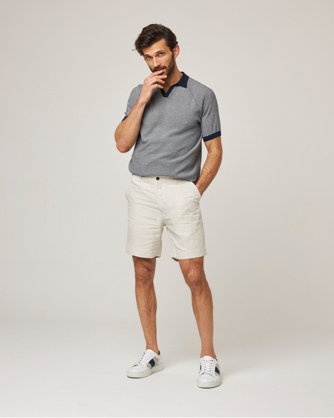 Image of model wearing Grange Linen Shorts.