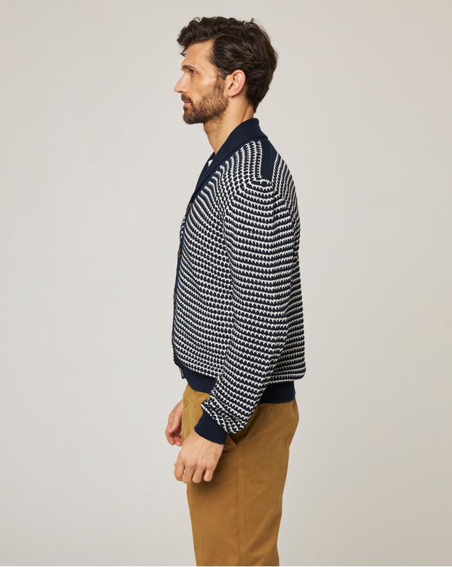 Image of model wearing Island Crochet Cardigan.