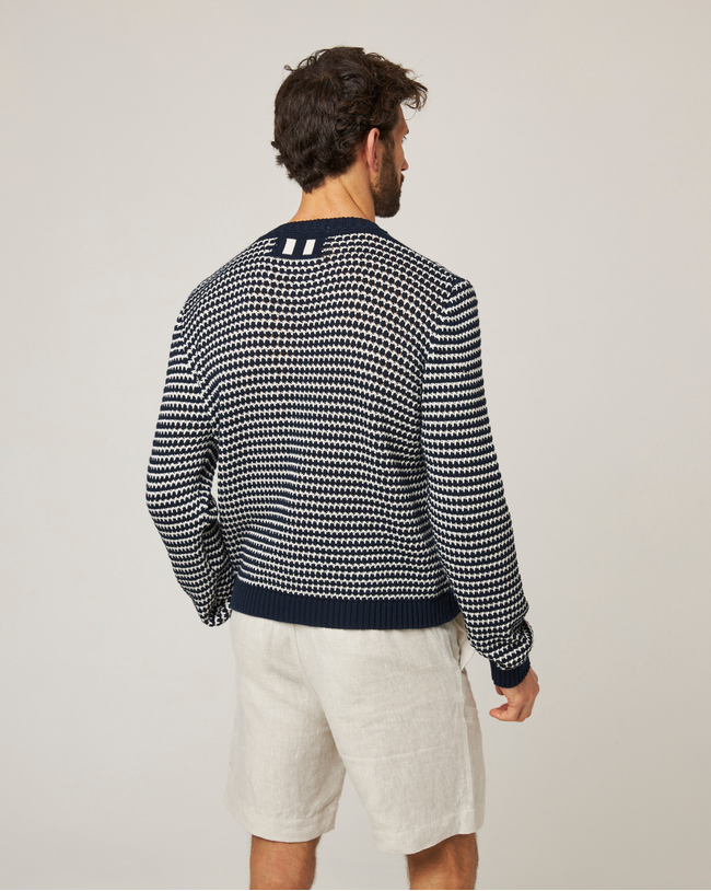 Image of model wearing Island Crochet Jumper .