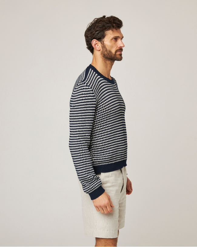 Image of model wearing Island Crochet Jumper .