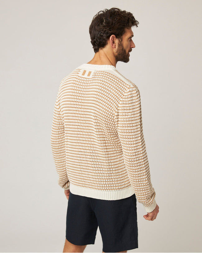 Image of model wearing Island Crochet Jumper .