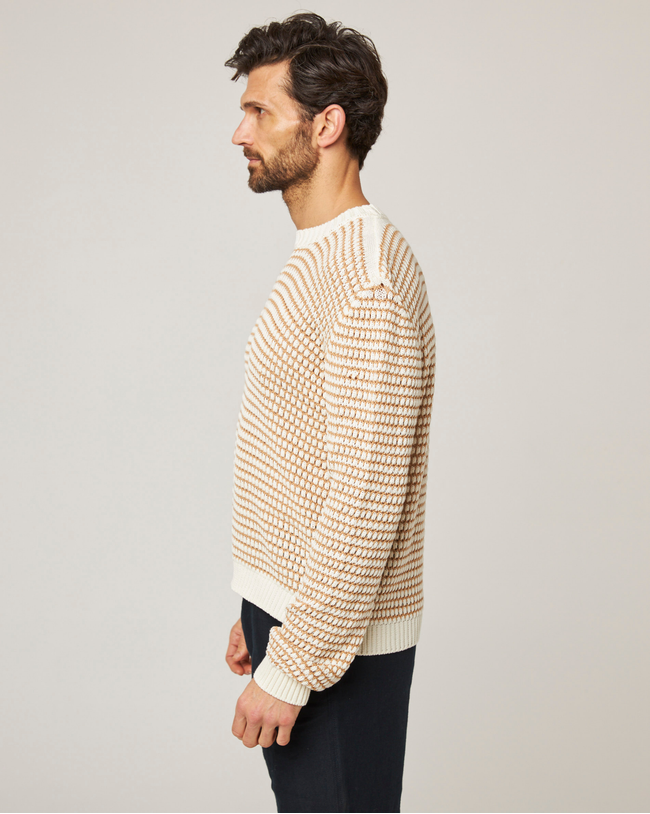 Image of model wearing Island Crochet Jumper .