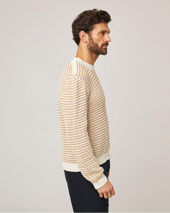 Image of model wearing Island Crochet Jumper .