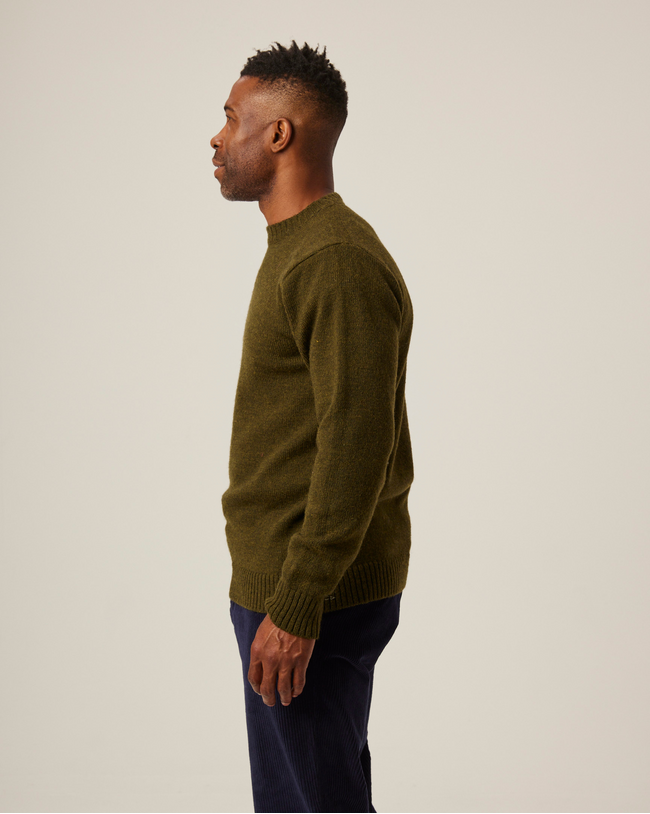 Image of model wearing Makers Stitch Jumper. Model is 6ft1in, chest size 40in and wearing size Medium