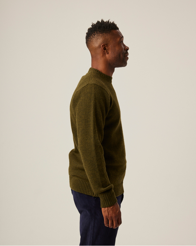 Image of model wearing Makers Stitch Jumper. Model is 6ft1in, chest size 40in and wearing size Medium