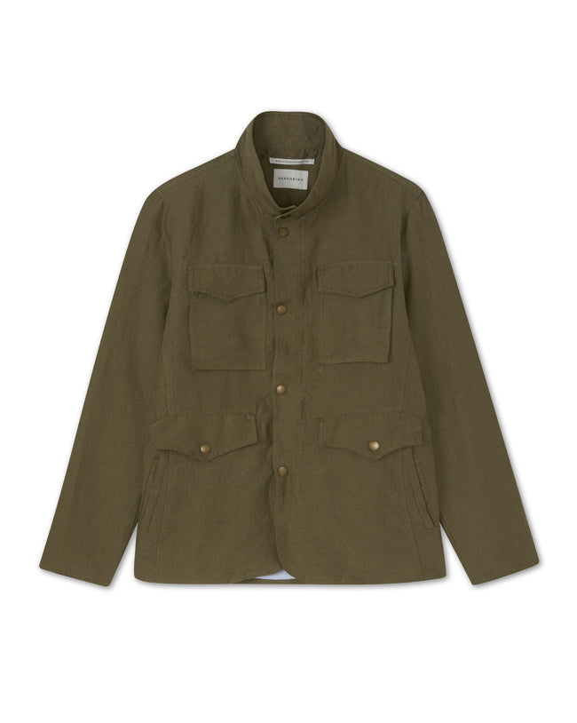 Image of model wearing Malvern Linen Jacket.