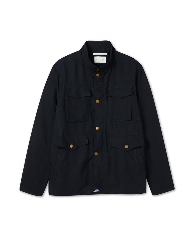 Image of model wearing Malvern Linen Jacket.