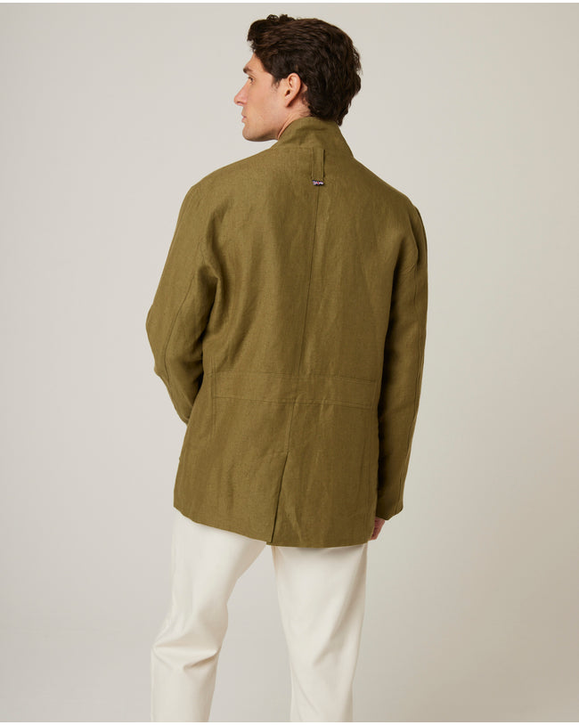 Image of model wearing Malvern Linen Jacket.