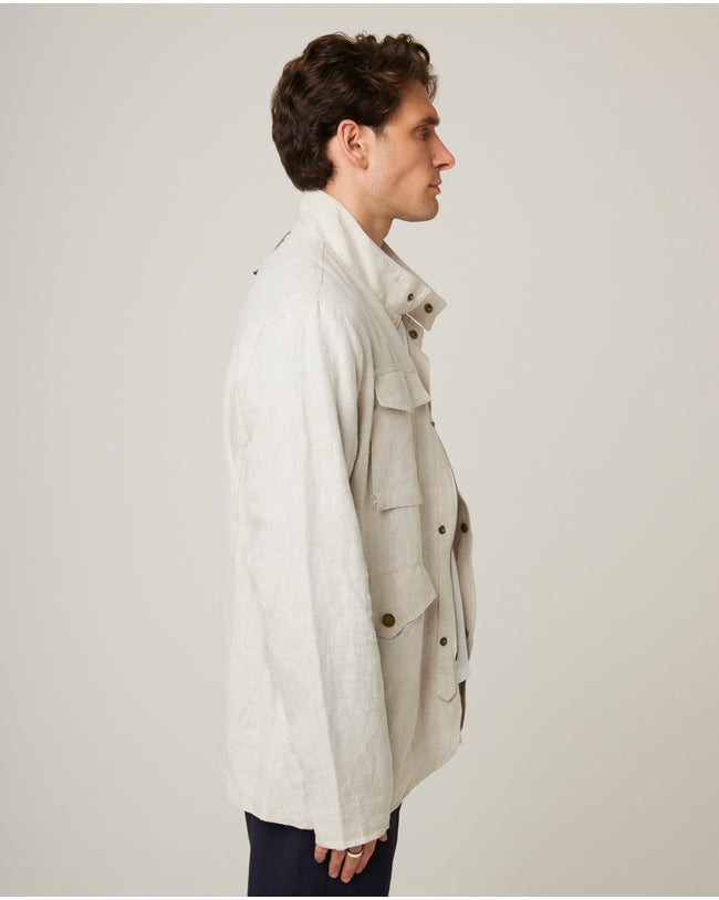Image of model wearing Malvern Linen Jacket.