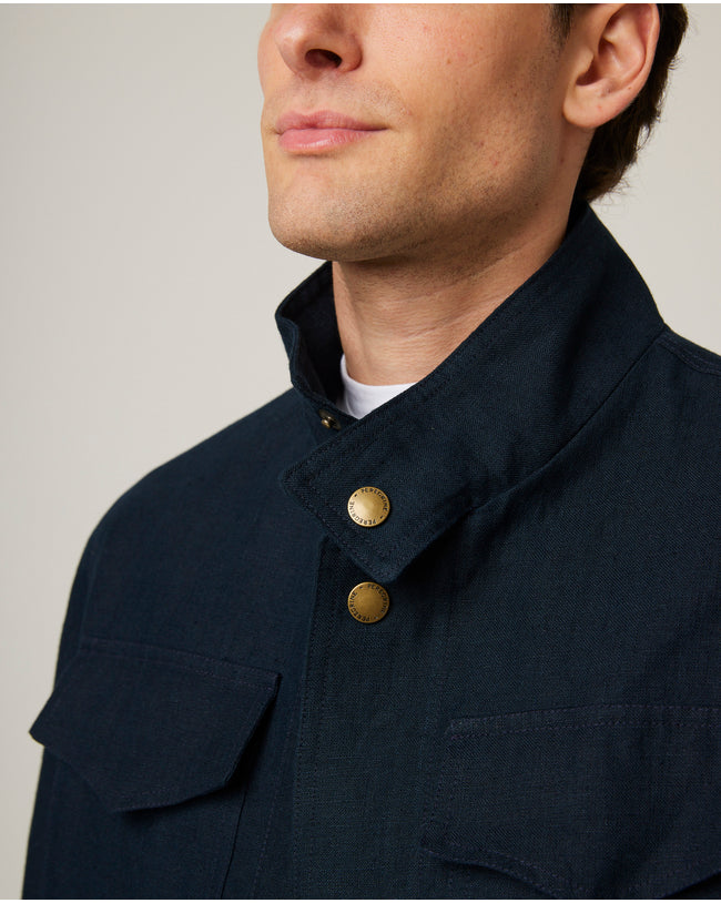 Image of model wearing Malvern Linen Jacket.