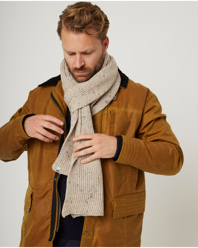 Image of model wearing Porter Ribbed Scarf. One Size