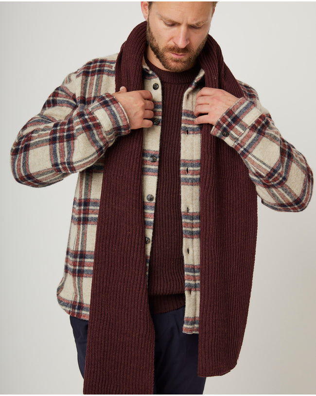 Image of model wearing Porter Ribbed Scarf. One Size