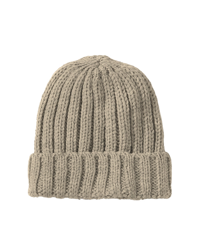 Image of model wearing Milliner Ribbed Beanie. One Size