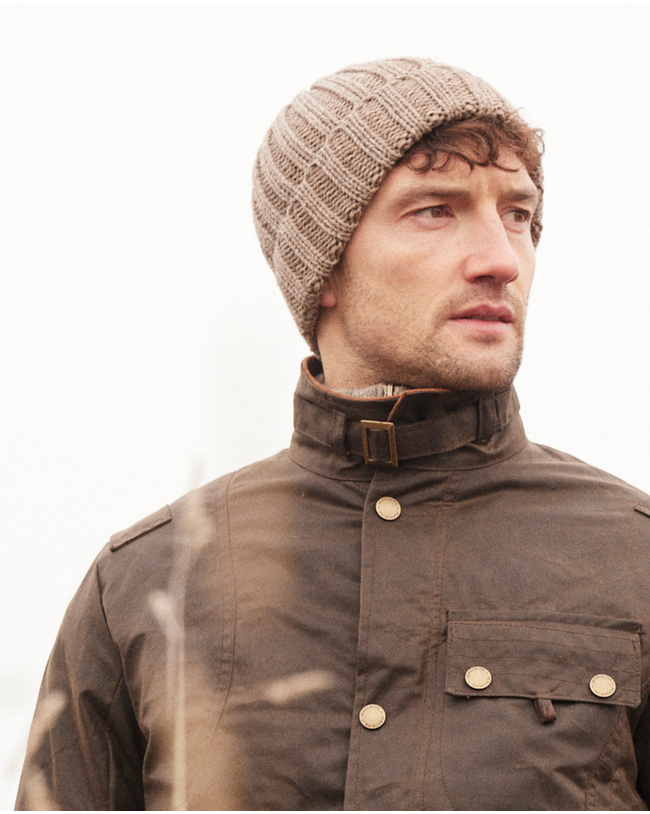 Image of model wearing Milliner Ribbed Beanie. One Size