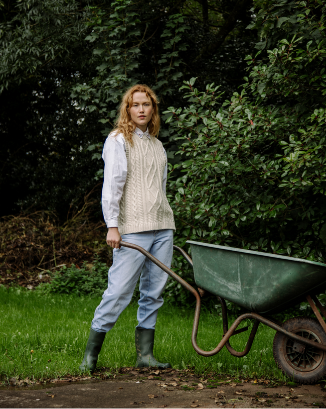 Image of model wearing Rig Sweater Vest.