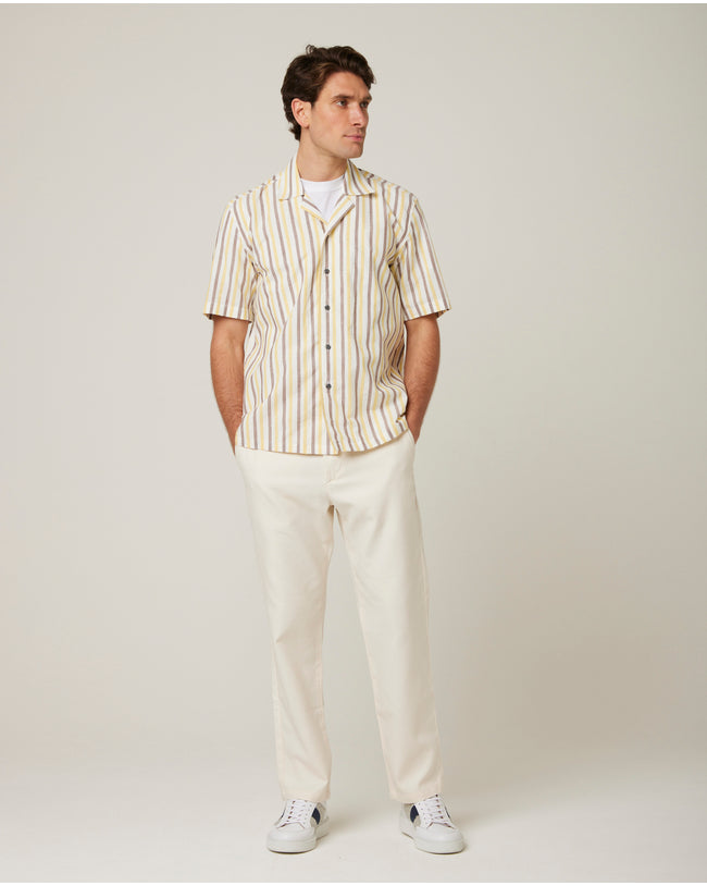 Image of model wearing Linen Short Sleeve Shirt .