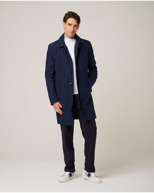 Image of model wearing Woburn Hybrid Trench Coat.