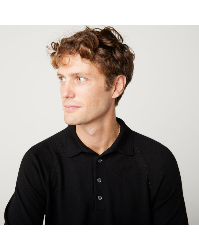 Image of model wearing Beauford Polo Shirt. Model is 6ft1in, chest size 38in and wearing size Medium