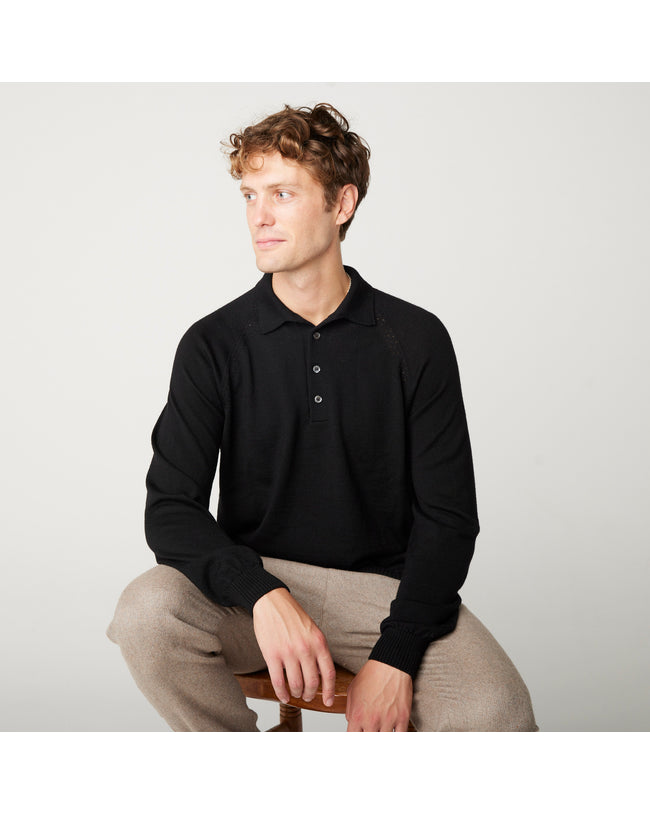 Image of model wearing Beauford Polo Shirt. Model is 6ft1in, chest size 38in and wearing size Medium