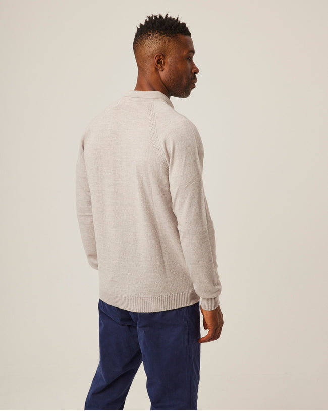 Image of model wearing Beauford Polo Shirt. Model is 6ft1in, chest size 38in and wearing size Medium