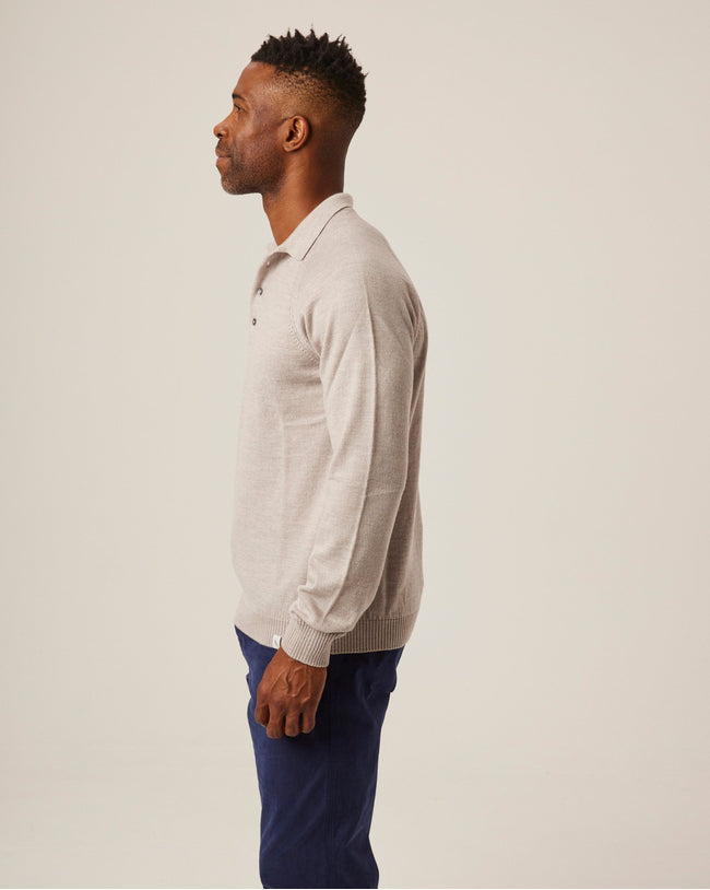 Image of model wearing Beauford Polo Shirt. Model is 6ft1in, chest size 38in and wearing size Medium