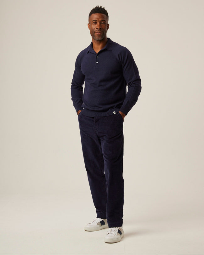 Image of model wearing Beauford Polo Shirt. Model is 6ft, chest size 36in and wearing size Small