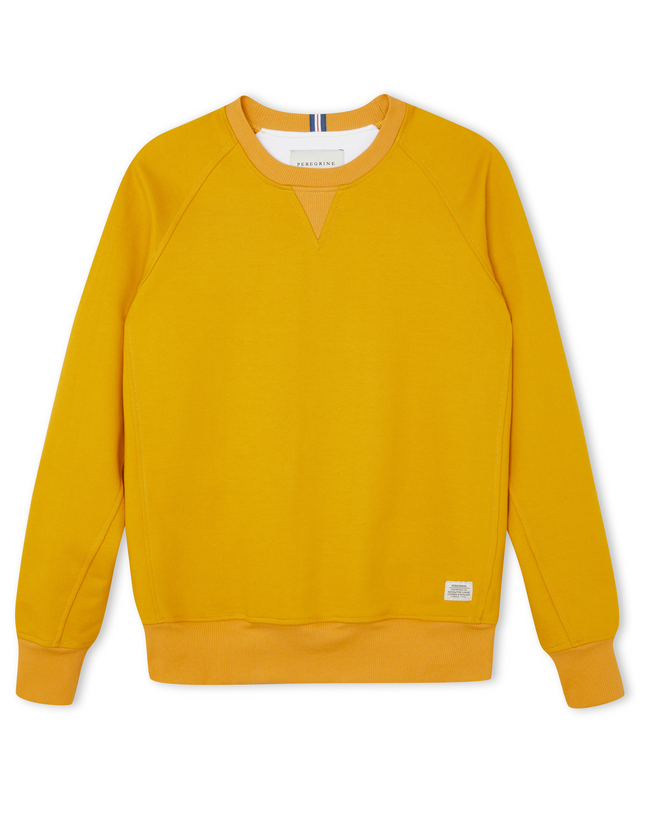 Image of model wearing Classic Sweatshirt. Model is 6ft, chest size 36in and wearing size Large