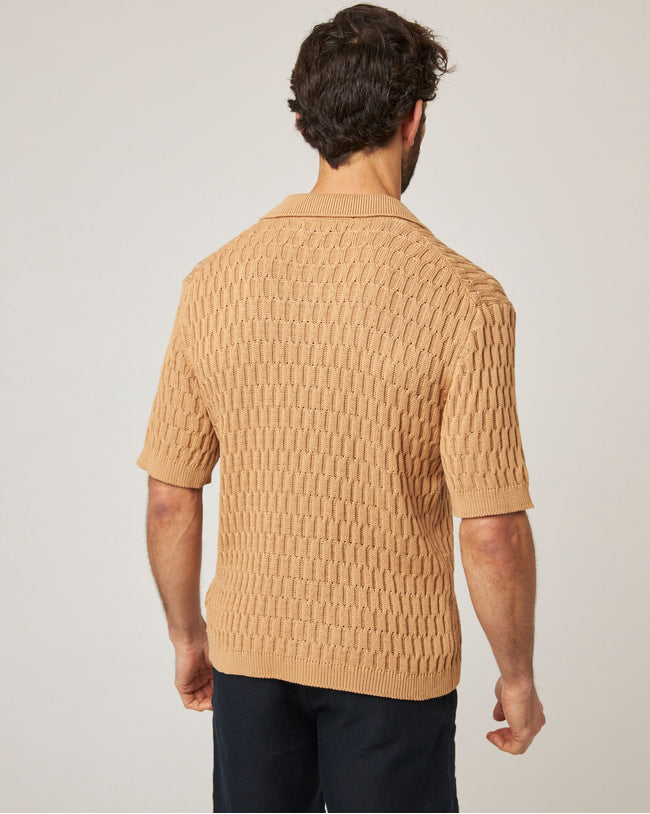 Image of model wearing Cove Knitted Shirt .