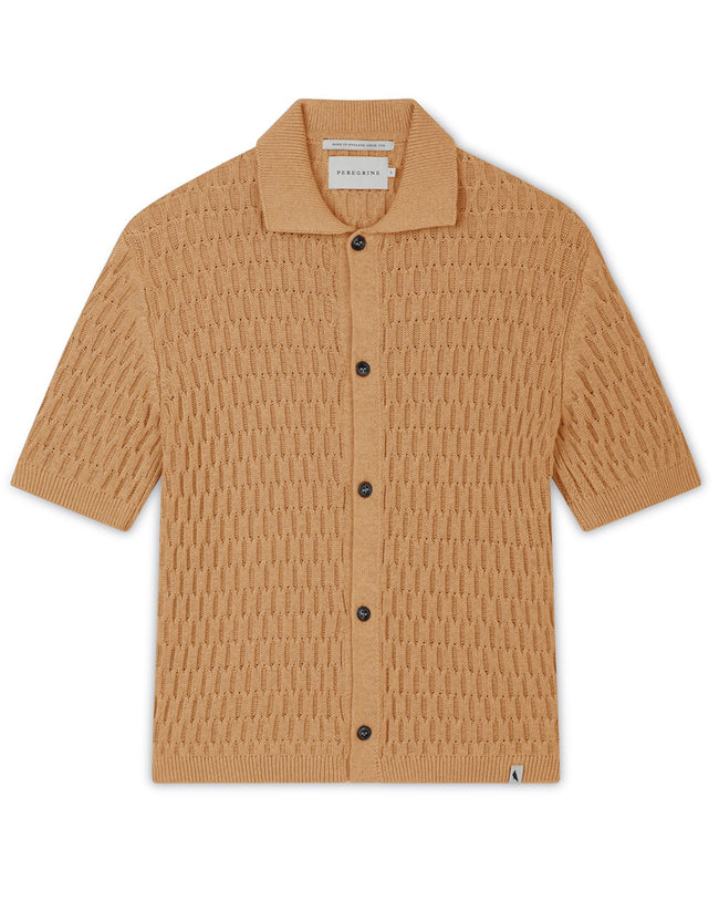 Image of model wearing Cove Knitted Shirt .