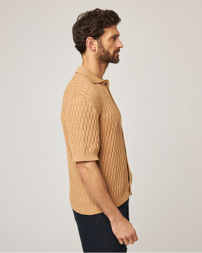 Image of model wearing Cove Knitted Shirt .