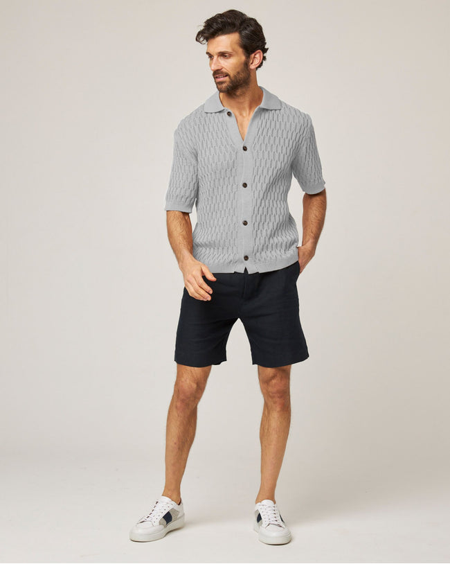 Image of model wearing Cove Knitted Shirt .