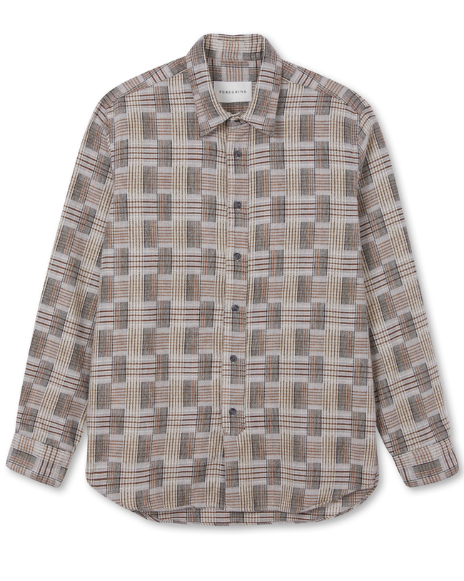 Image of model wearing Farley Shirt. Model is 6ft1in, chest size 38in and wearing size Large