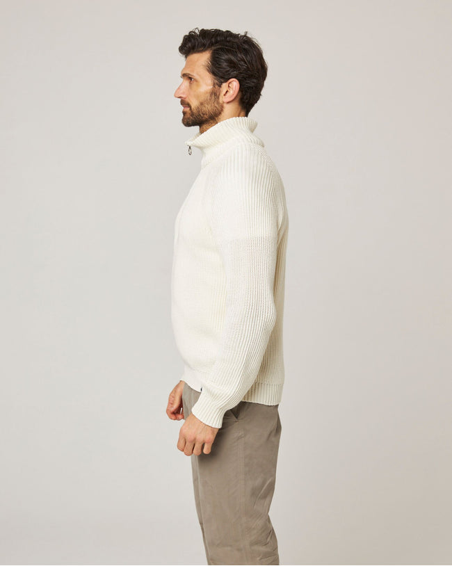 Image of model wearing Felix Quarter Zip Jumper.