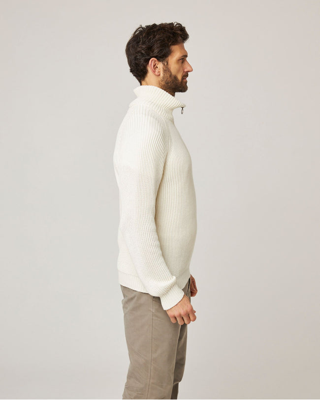 Image of model wearing Felix Quarter Zip Jumper.