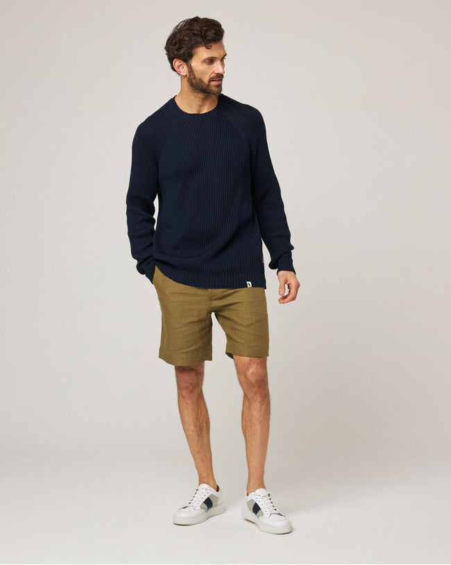 Image of model wearing Harry Sweater. Model is 6ft, chest size 36in and wearing size Medium