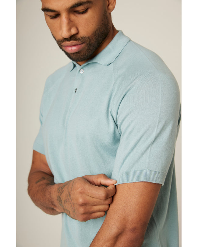 Image of model wearing Jones Polo Shirt .