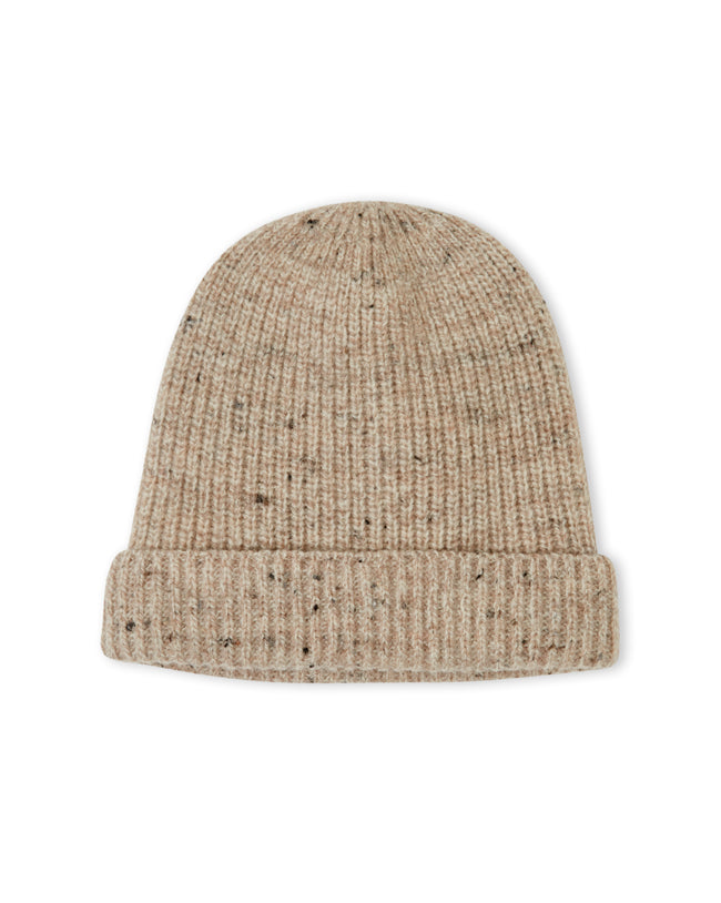 Image of model wearing Porter Ribbed Beanie. One Size